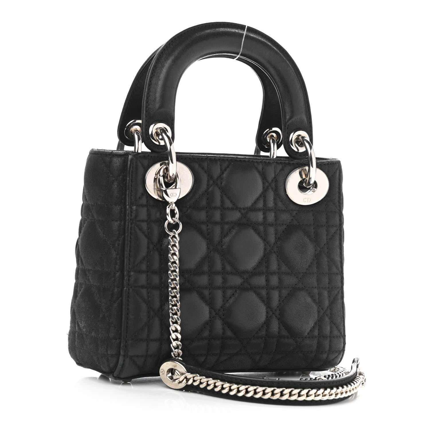Christian Dior Metallic Calfskin Cannage Mini Lady Dior Black 2 of 11