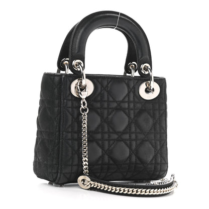 Christian Dior Metallic Calfskin Cannage Mini Lady Dior Black 2 of 11