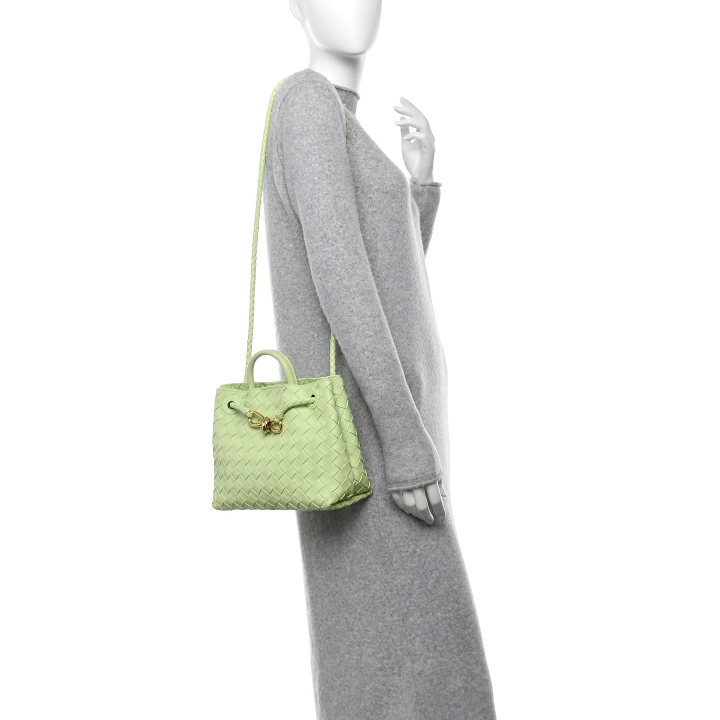 Nappa Intrecciato Small Andiamo Shoulder Bag Fennel