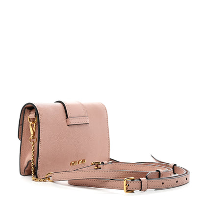 Miu Miu Goatskin Madras Soft Calfskin Crystal Pearl Embellished Shoulder Bag Orchidea 3 of 14