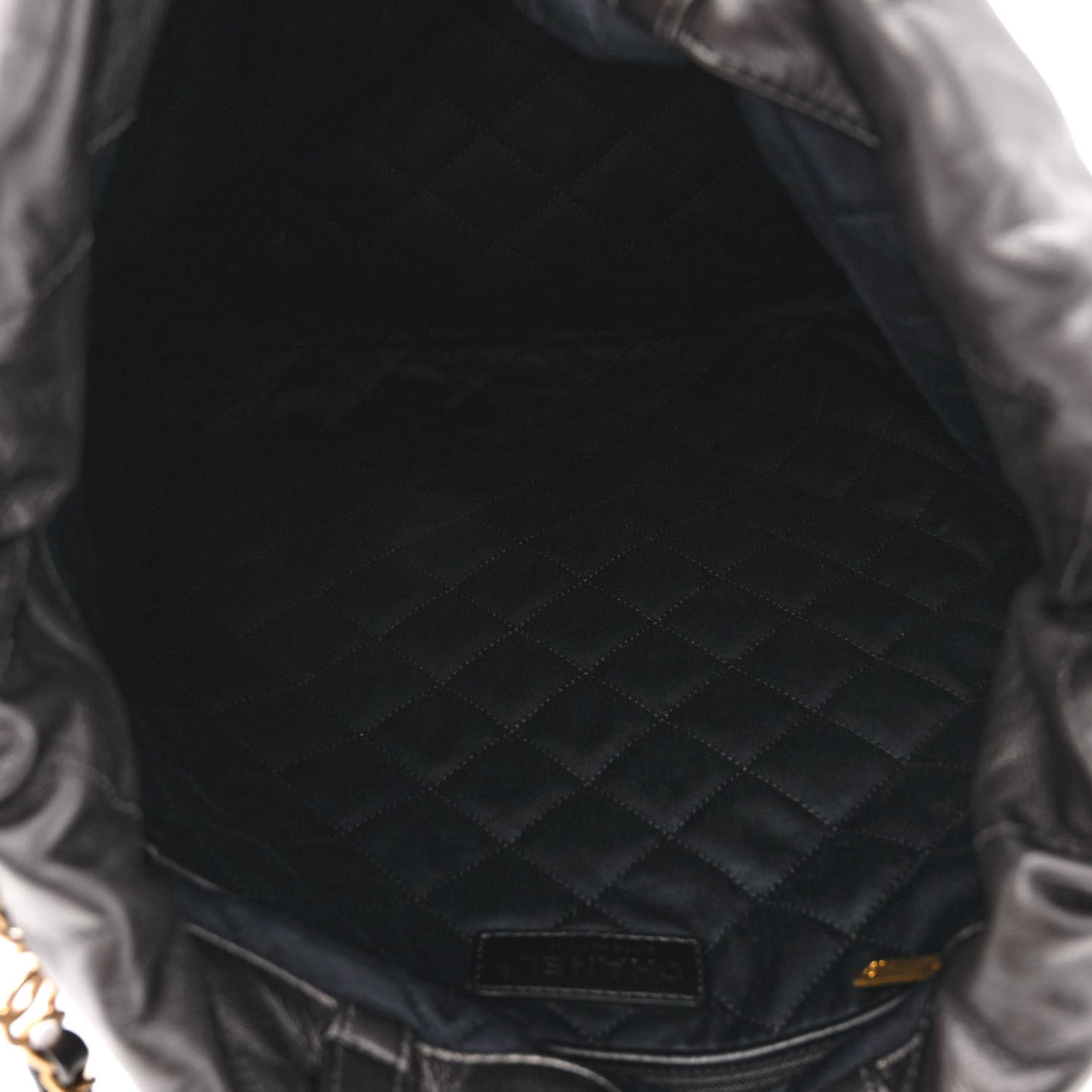 Metallic Calfskin Quilted Chanel 22 Backpack Ruthenium