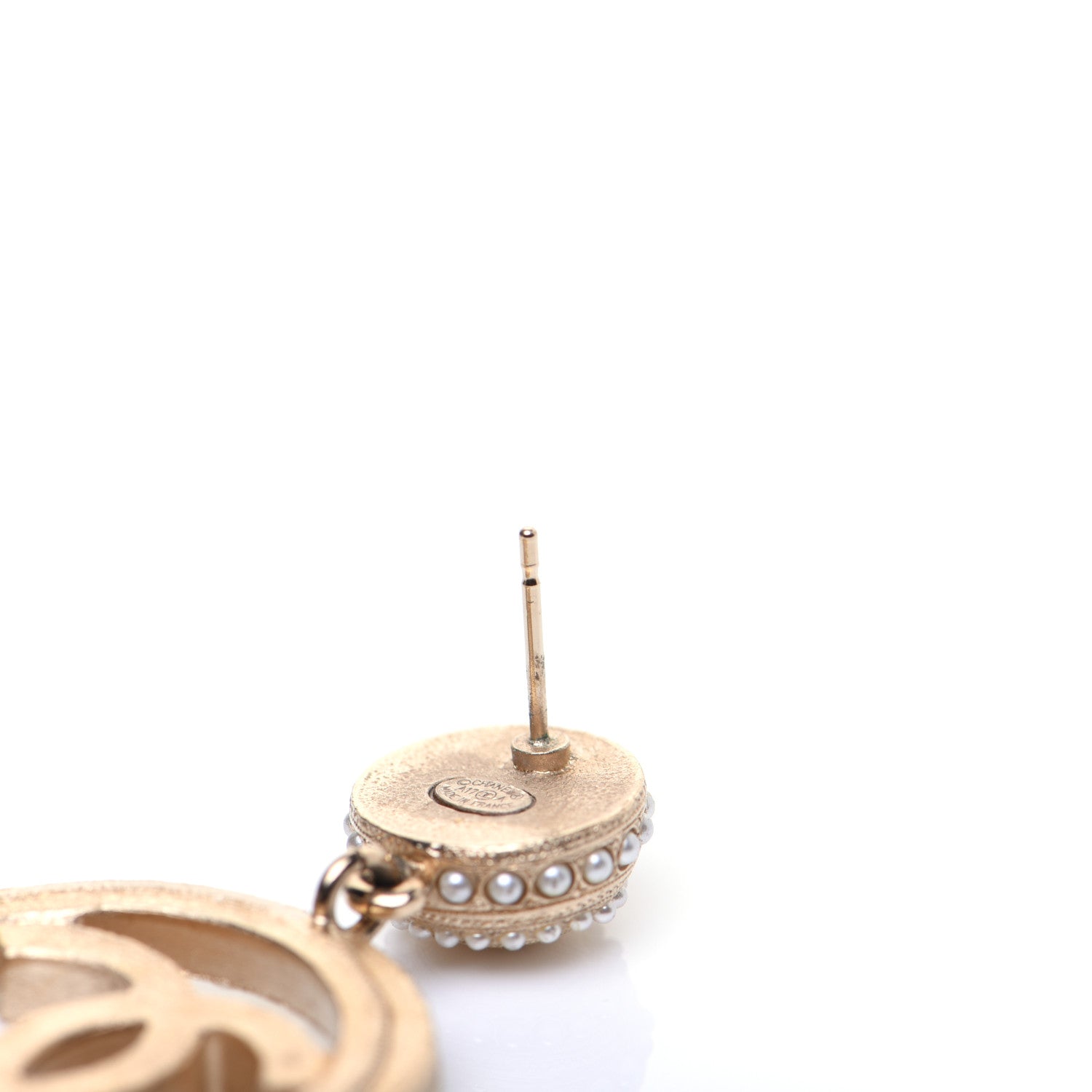 Chanel Pearl CC Drop Earrings Light Gold 8 of 8