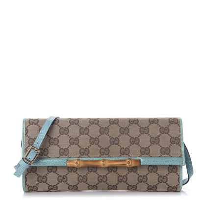 Gucci Monogram Bamboo Bar Clutch Turquoise 1 of 8