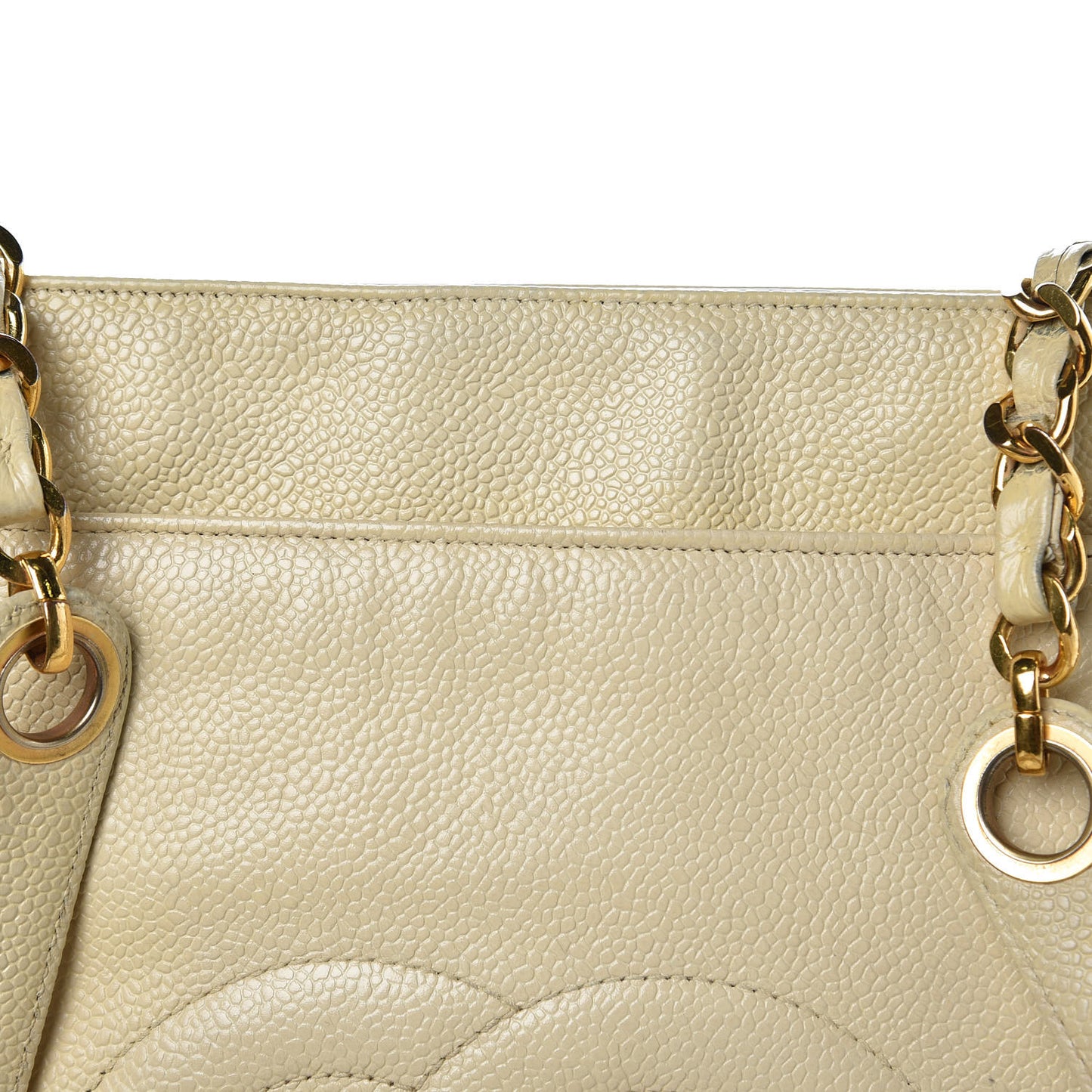 Caviar Flap Shoulder Bag Beige Clair