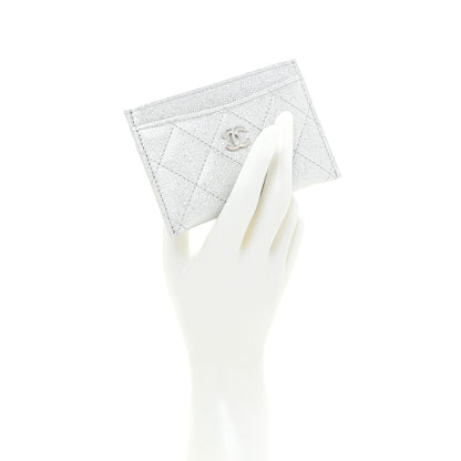 Chanel Glittered Metallic Caviar Quilted Card Holder Silver 2 of 12