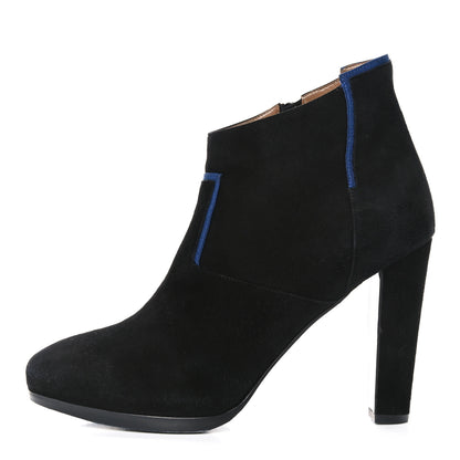Hermes Suede Ankle Boots 38 Black Navy 1 of 10