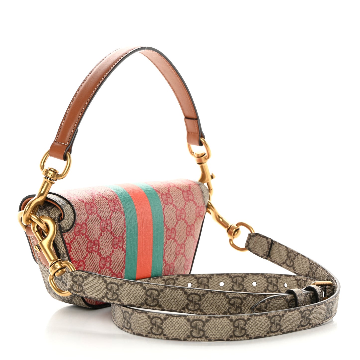 X DANS LE VERT GG Supreme Monogram Cuoio Web Mini Retro Interlocking G Top Handle Beige Rosso Ebony Harness Brown