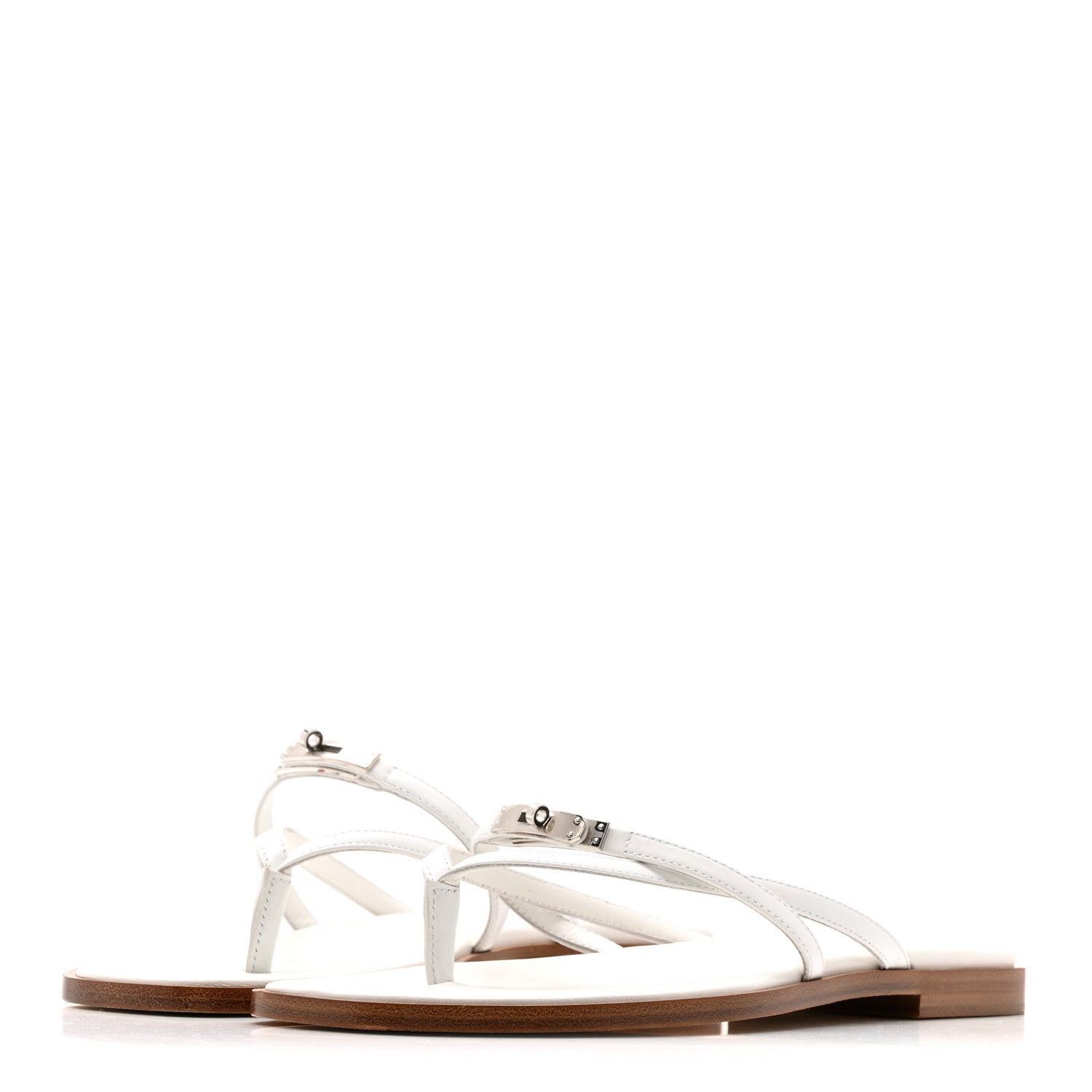 Hermes Calfskin Miss Sandals 38 White 4 of 10