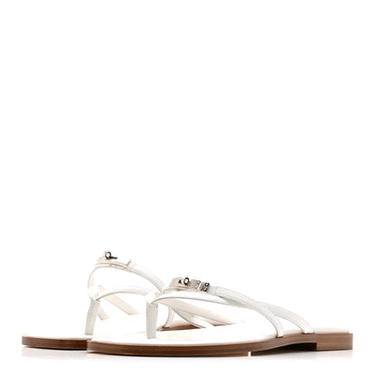 Hermes Calfskin Miss Sandals 38 White 4 of 10