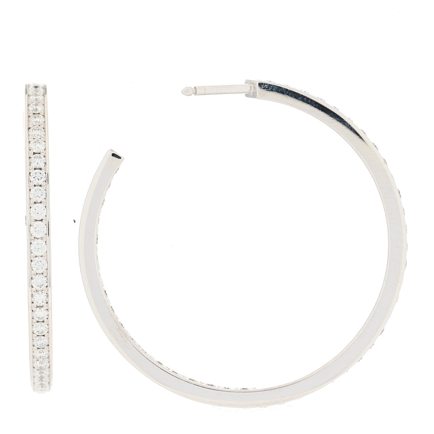 18K White Gold Diamond LM Inside Out Hoop Earrings