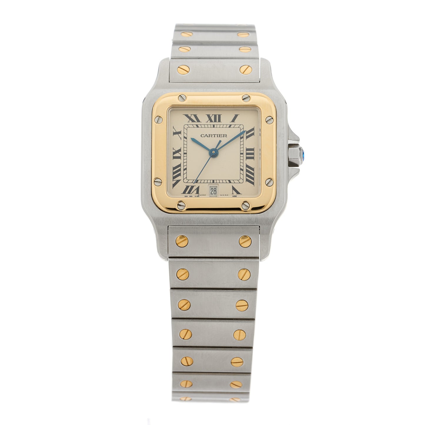 Stainless Steel 18K Yellow Gold 29mm Santos De Cartier Galbee Quartz Watch
