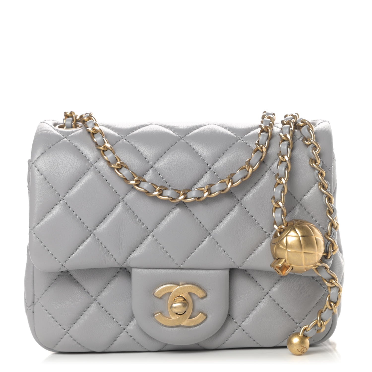 Chanel Lambskin Quilted Mini Pearl Crush Flap Light Grey 1 of 10