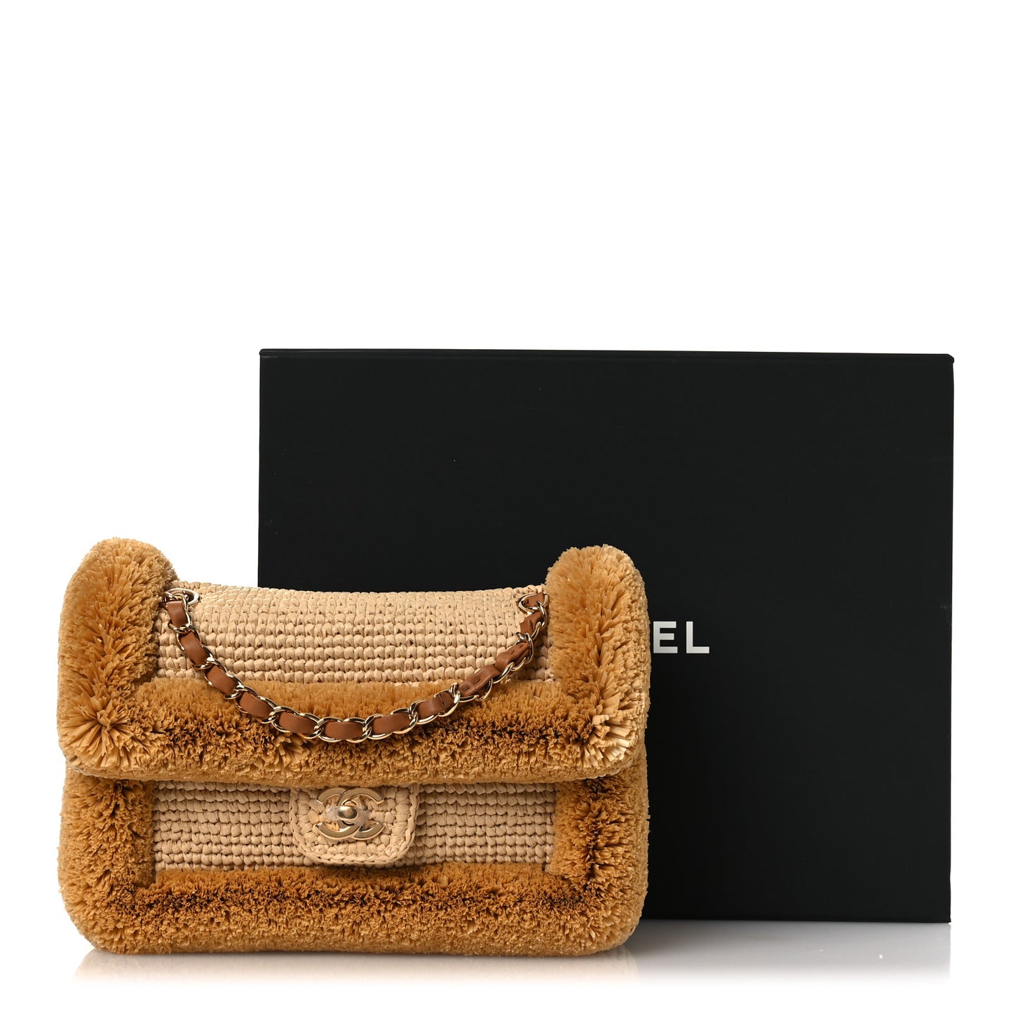 Braided Raffia Coco Beach Flap Beige