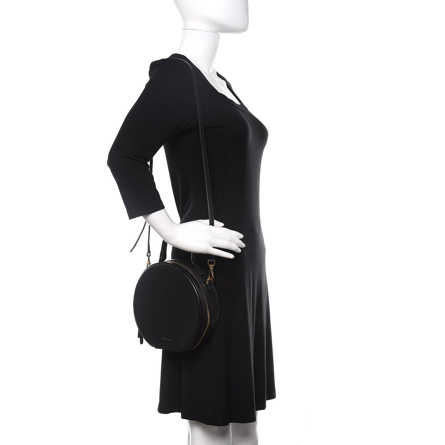 Calfskin Circle Crossbody Bag Black