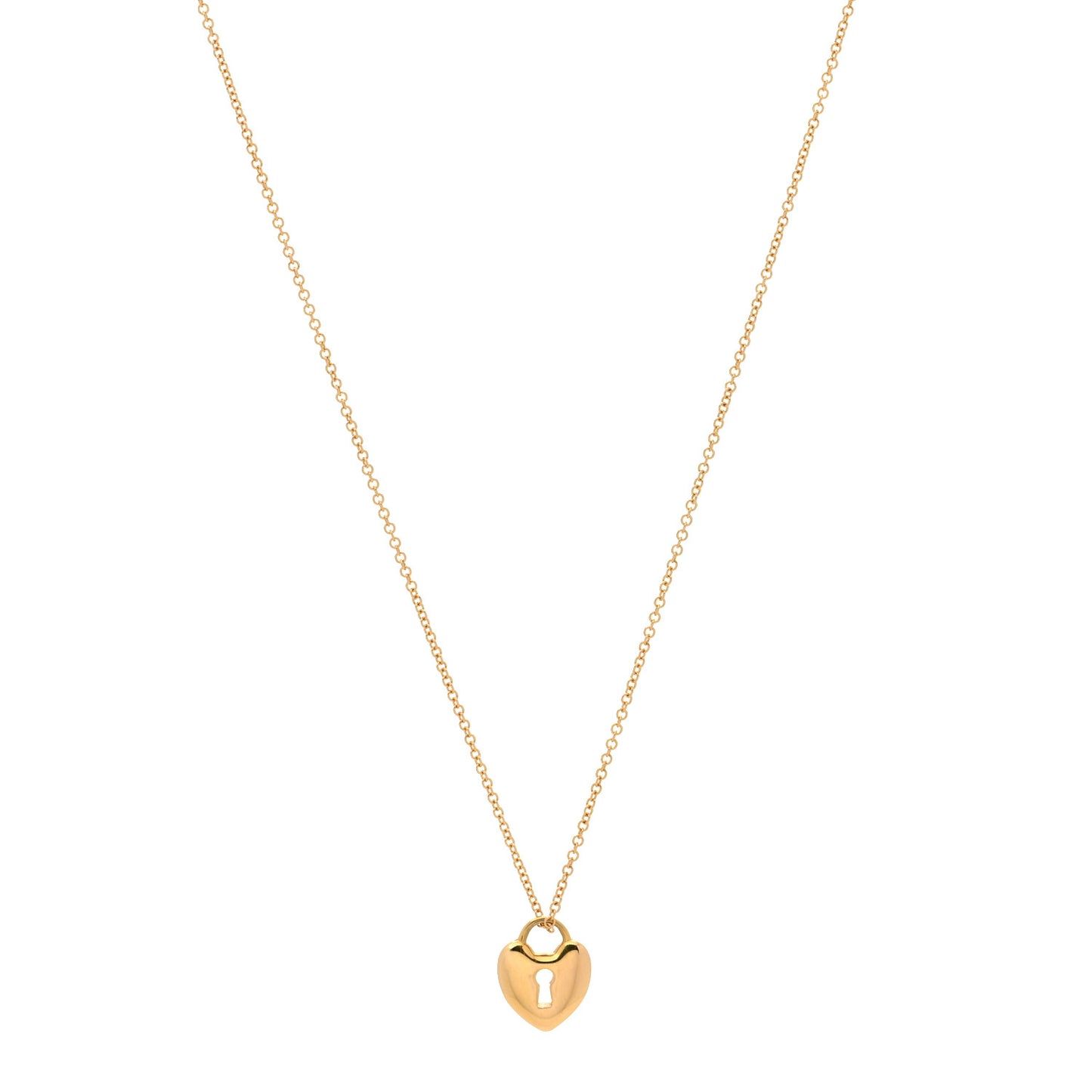 18K Rose Gold Mini Heart Lock Pendant Necklace