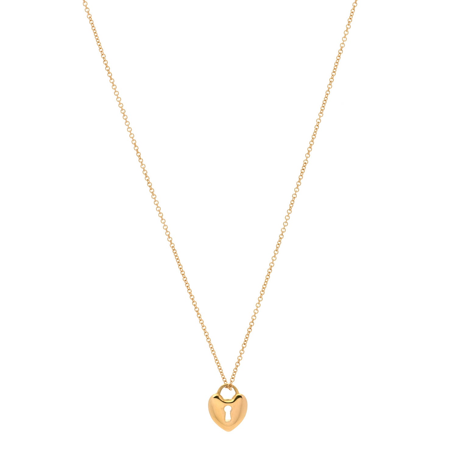 Tiffany 18K Rose Gold Mini Heart Lock Pendant Necklace 1 of 5