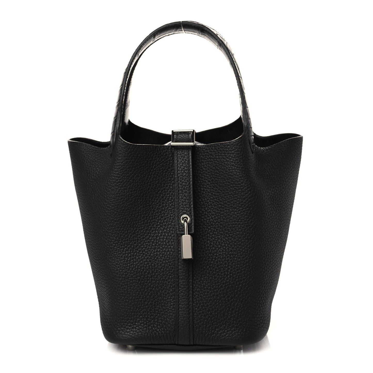 Taurillon Clemence Matte Alligator Picotin Lock Touch 18 PM Black