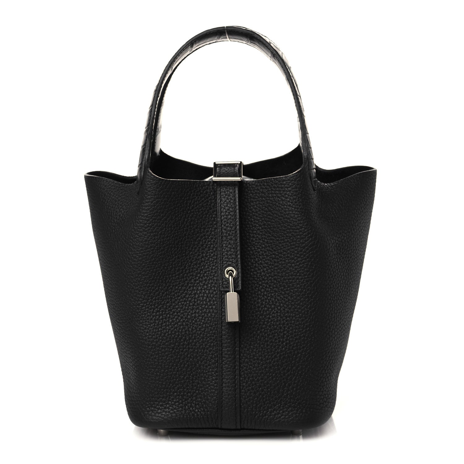 Hermes Taurillon Clemence Matte Alligator Picotin Lock Touch 18 PM Black 1 of 10