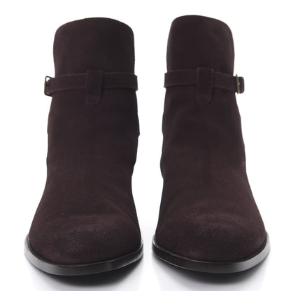 Saint Laurent Suede Soho Calfskin Ankle Boots 44 Deep Blood 2 of 8