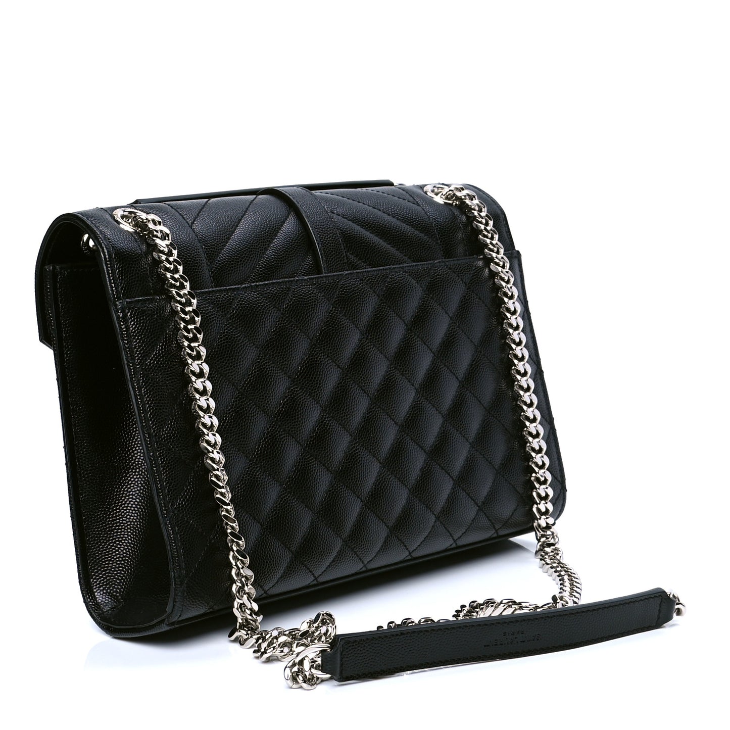 Grain De Poudre Textured Mixed Matelasse Triquilt Medium Monogram Satchel Black