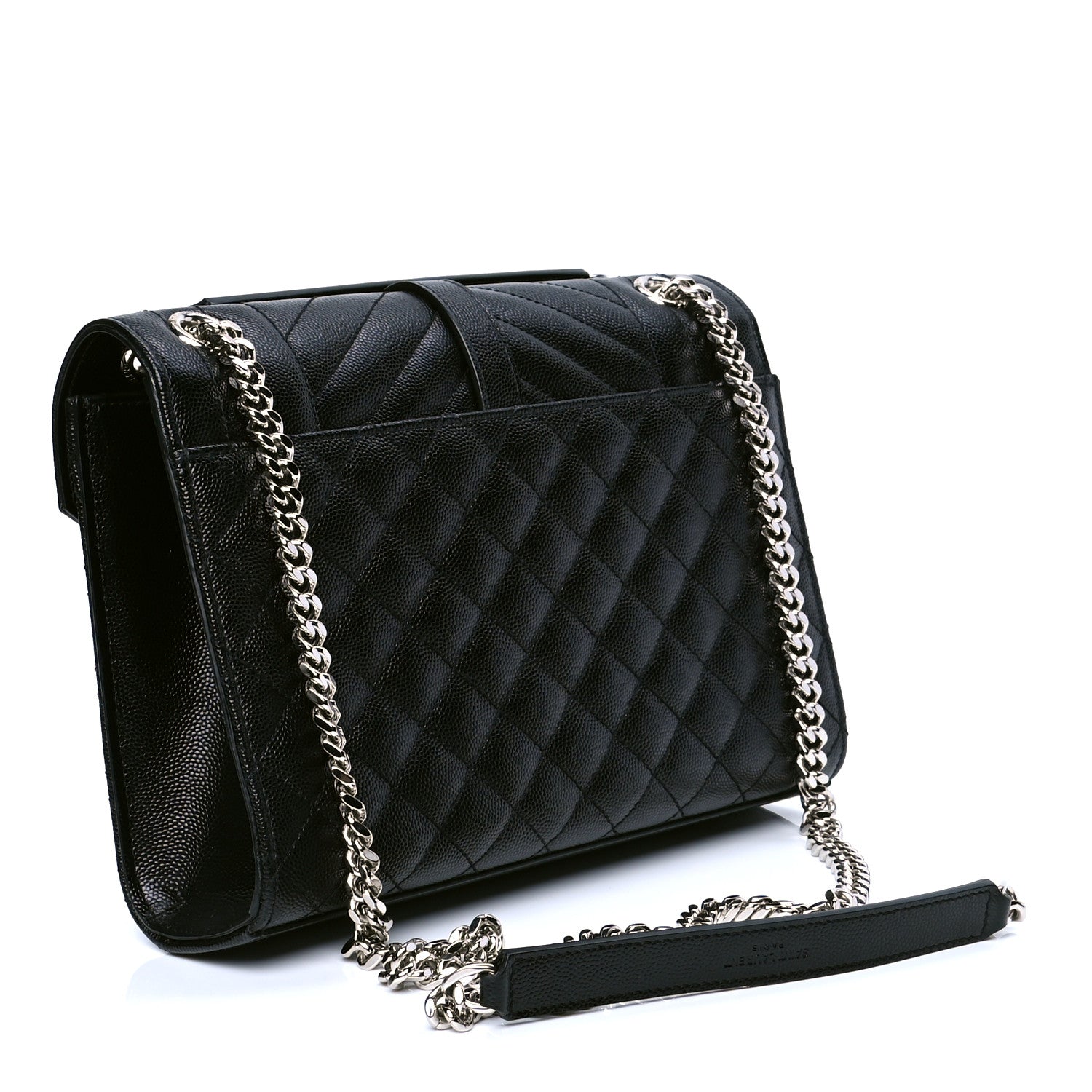 Saint Laurent Grain De Poudre Textured Mixed Matelasse Triquilt Medium Monogram Satchel Black 5 of 17