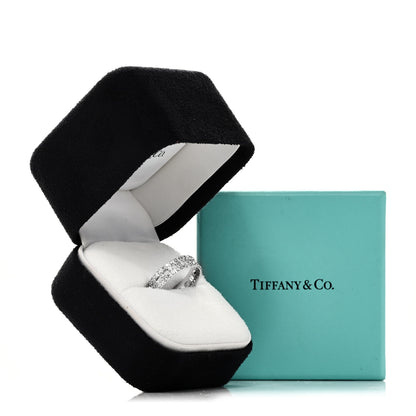 Tiffany 18K White Gold Diamond T True Wide Ring 60 9 5 of 5