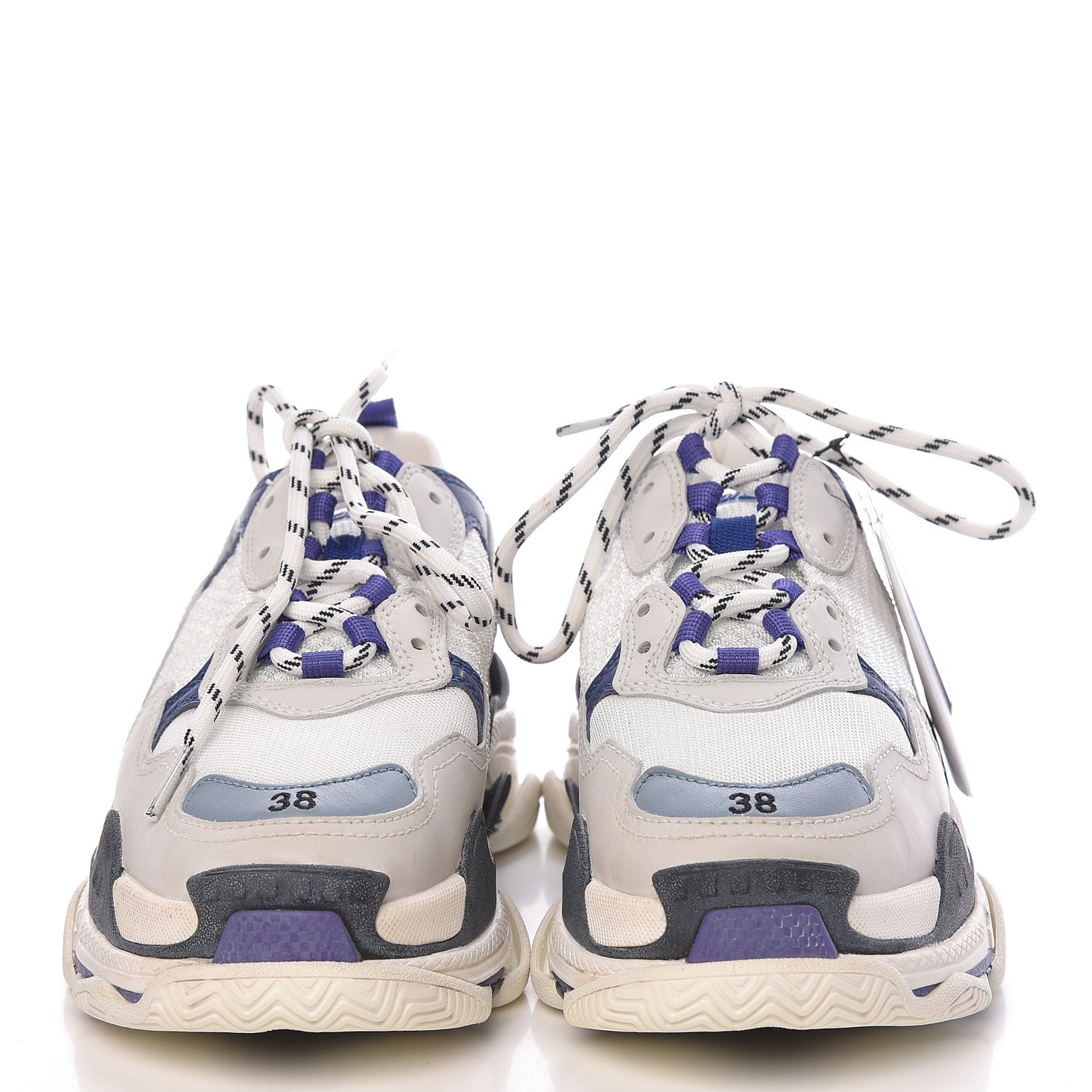 Mesh Nubuck Womens Triple S Sneakers 38 White Bleu Violet