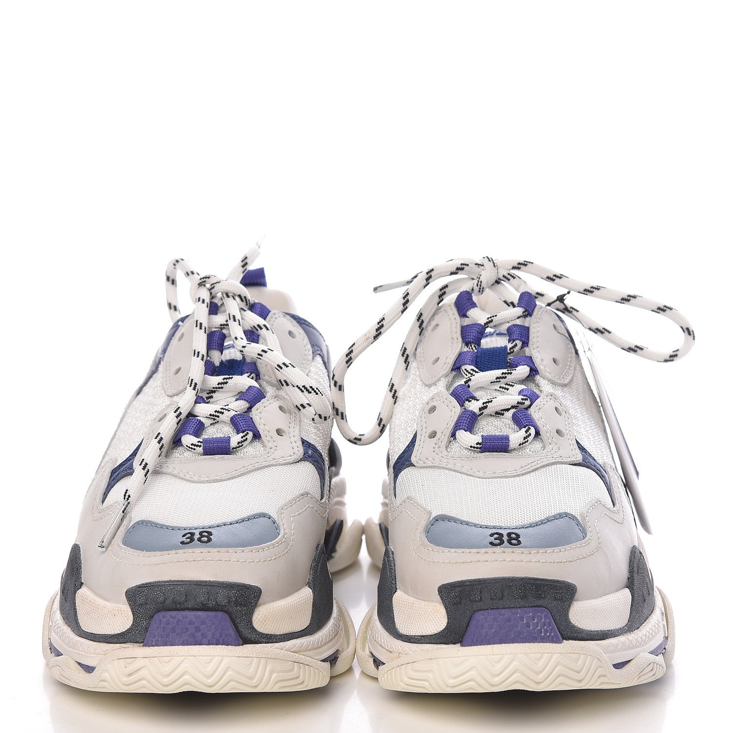 Balenciaga Mesh Nubuck Womens Triple S Sneakers 38 White Bleu Violet 2 of 12
