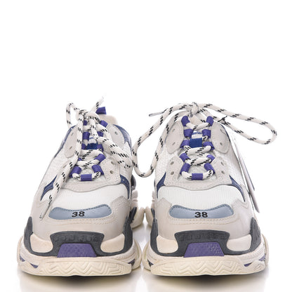 Balenciaga Mesh Nubuck Womens Triple S Sneakers 38 White Bleu Violet 2 of 12