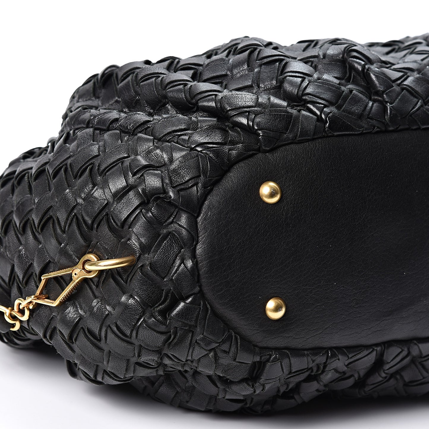 Nappa Woven Top Handle Satchel Black
