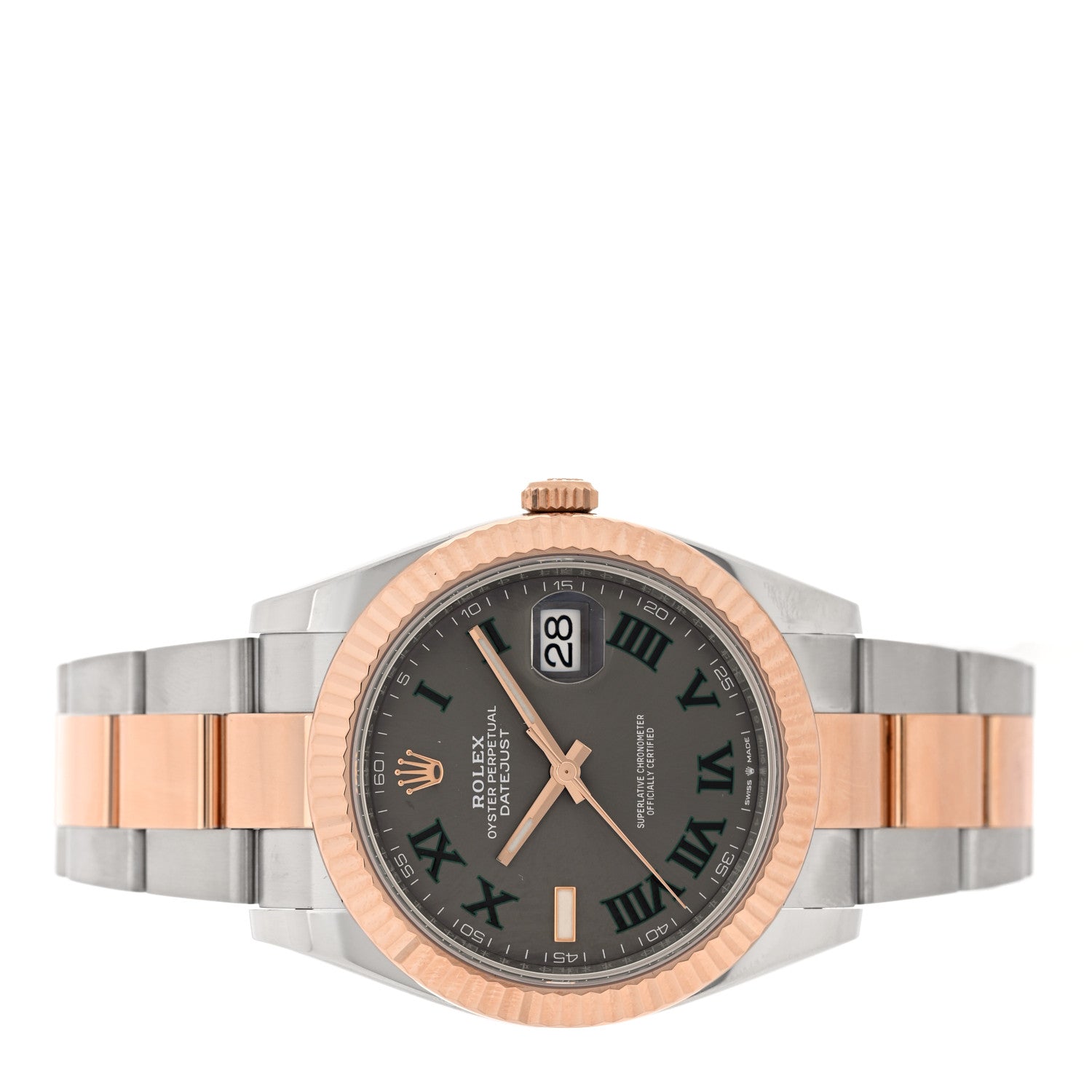 Rolex Stainless Steel 18K Everose Gold 41mm Oyster Perpetual Wimbledon Datejust Watch Slate 126331 2 of 5