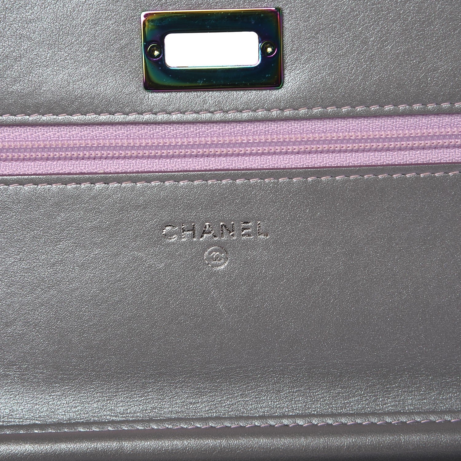 Chanel Iridescent Lambskin Quilted Reissue Wallet On Chain WOC Light Purple 6 of 8