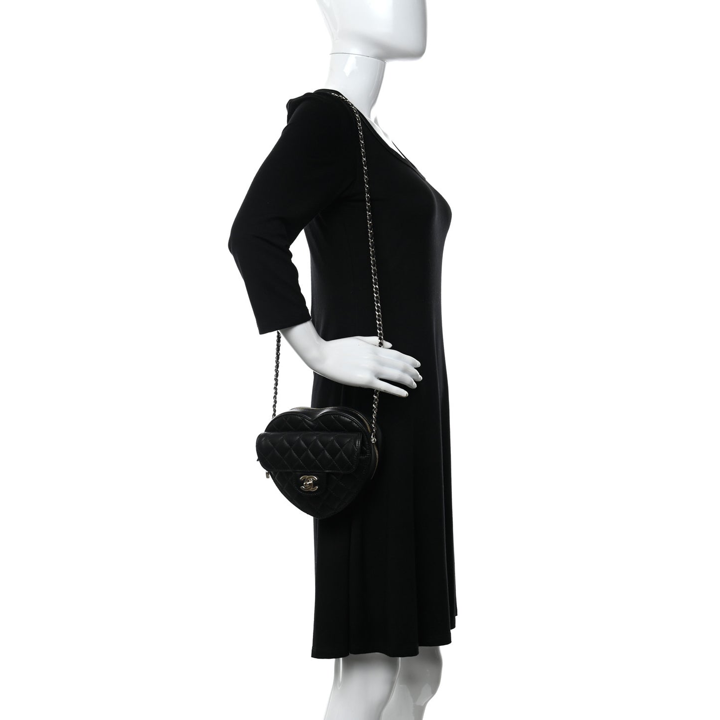Lambskin Quilted CC In Love Heart Bag Black