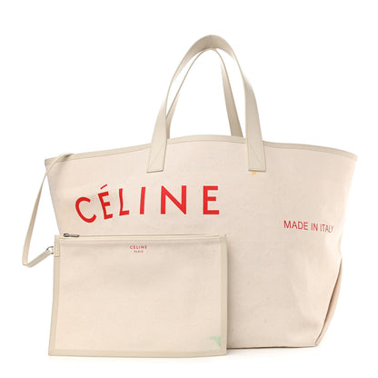 Celine Textile Medium Made In Tote Natural Red 1 of 19
