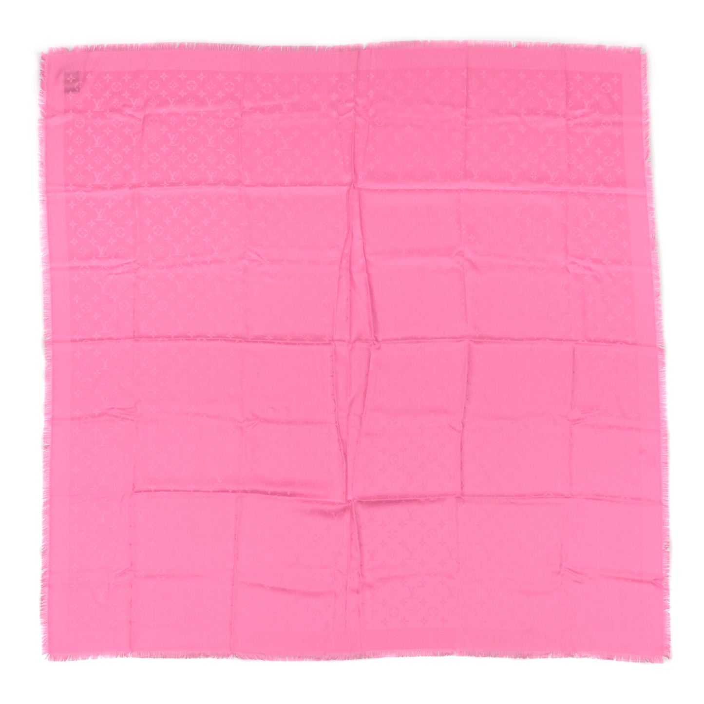 Silk Wool Monogram Shawl Rose Fluo