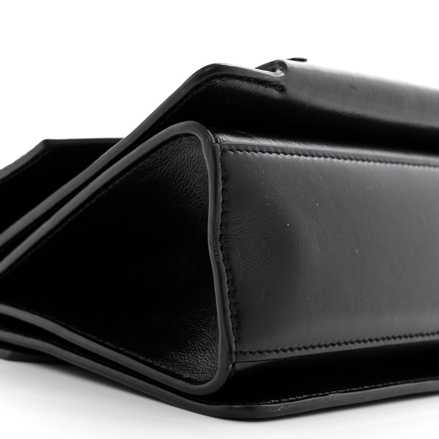 Studded Crinkled Patent Goatskin Small GV3 Shoulder Bag Black