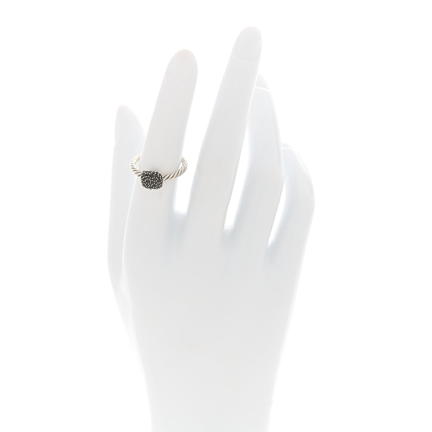 Sterling Silver Black Diamond Petite Pave Ring 52 6