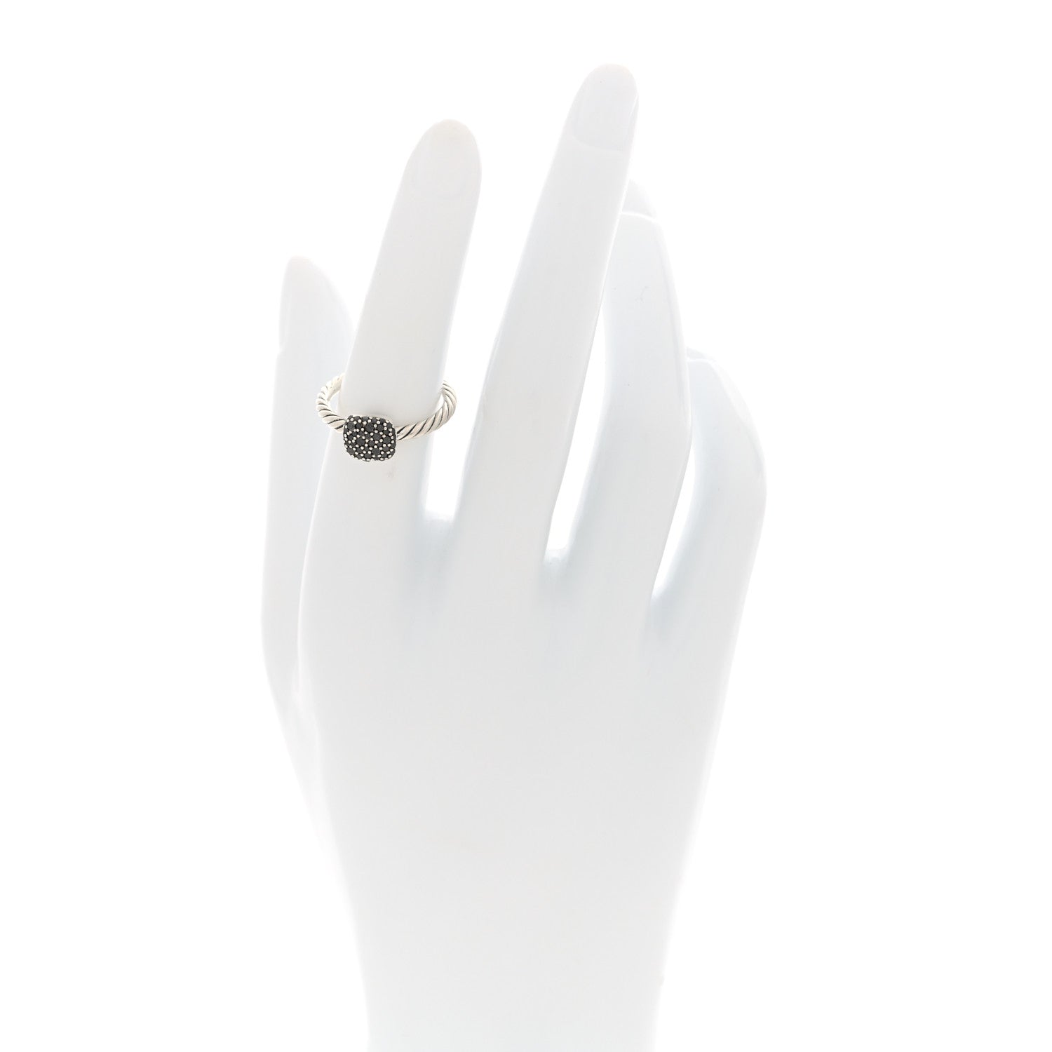 David Yurman Sterling Silver Black Diamond Petite Pave Ring 52 6 2 of 4