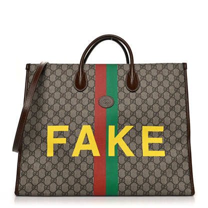 Gucci GG Supreme Monogram Fake/Not Large Retro Interlocking G Tote Bag Beige Brown Sugar 1 of 11