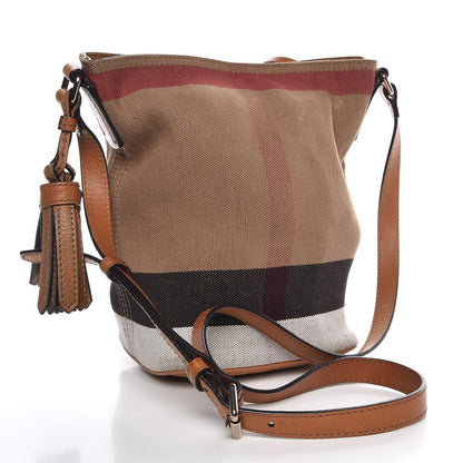 Burberry Canvas Mega Check Mini Ashby Tassel Crossbody Saddle Brown 4 of 11