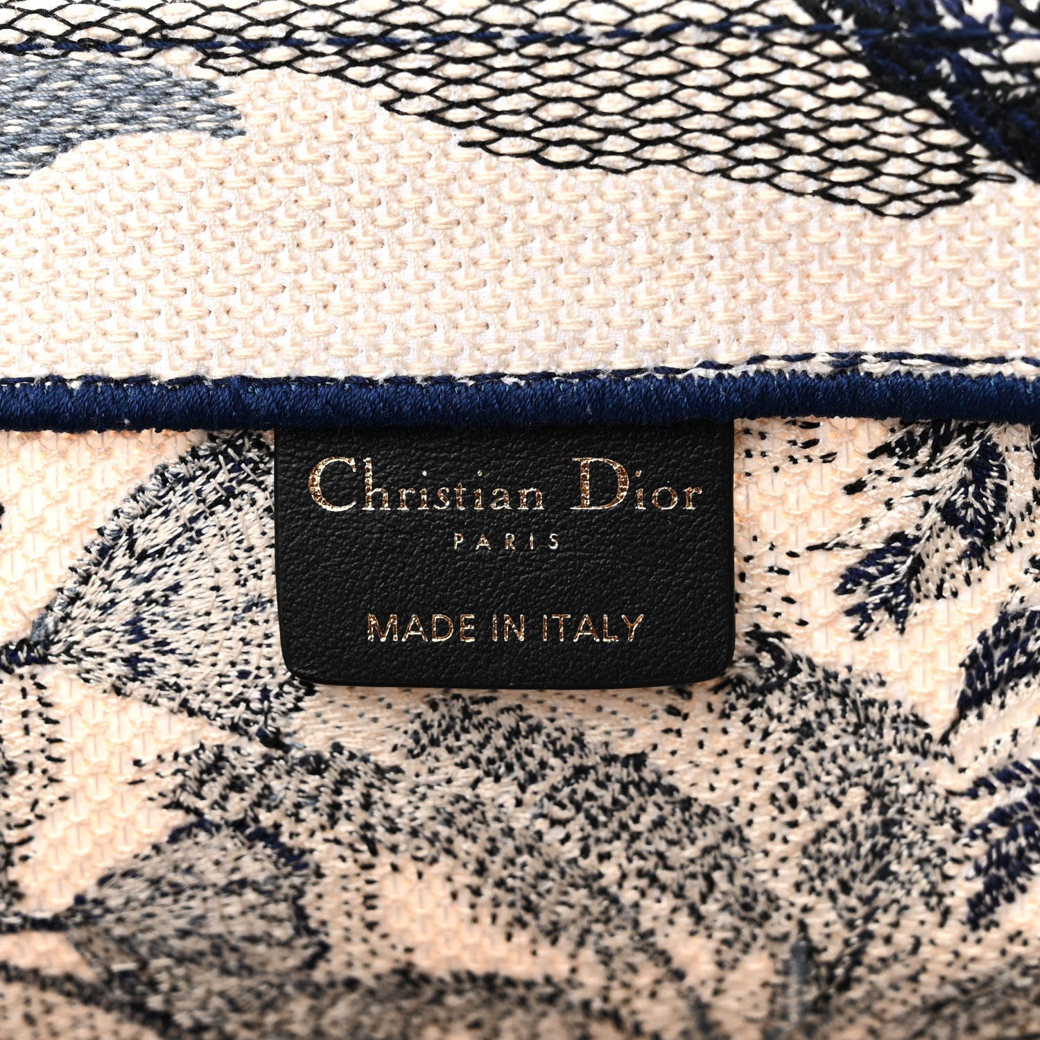 Christian Dior Canvas Embroidered Large Palm Tree Toile De Jouy Book Tote Blue 6 of 11