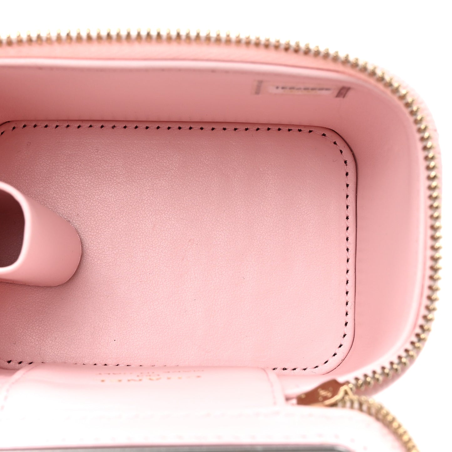 Caviar Quilted Mini Vanity Case With Chain Light Pink