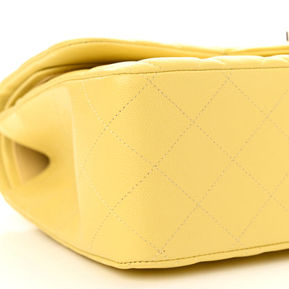 Chanel Caviar Quilted Jumbo Double Flap Yellow 9 of 11