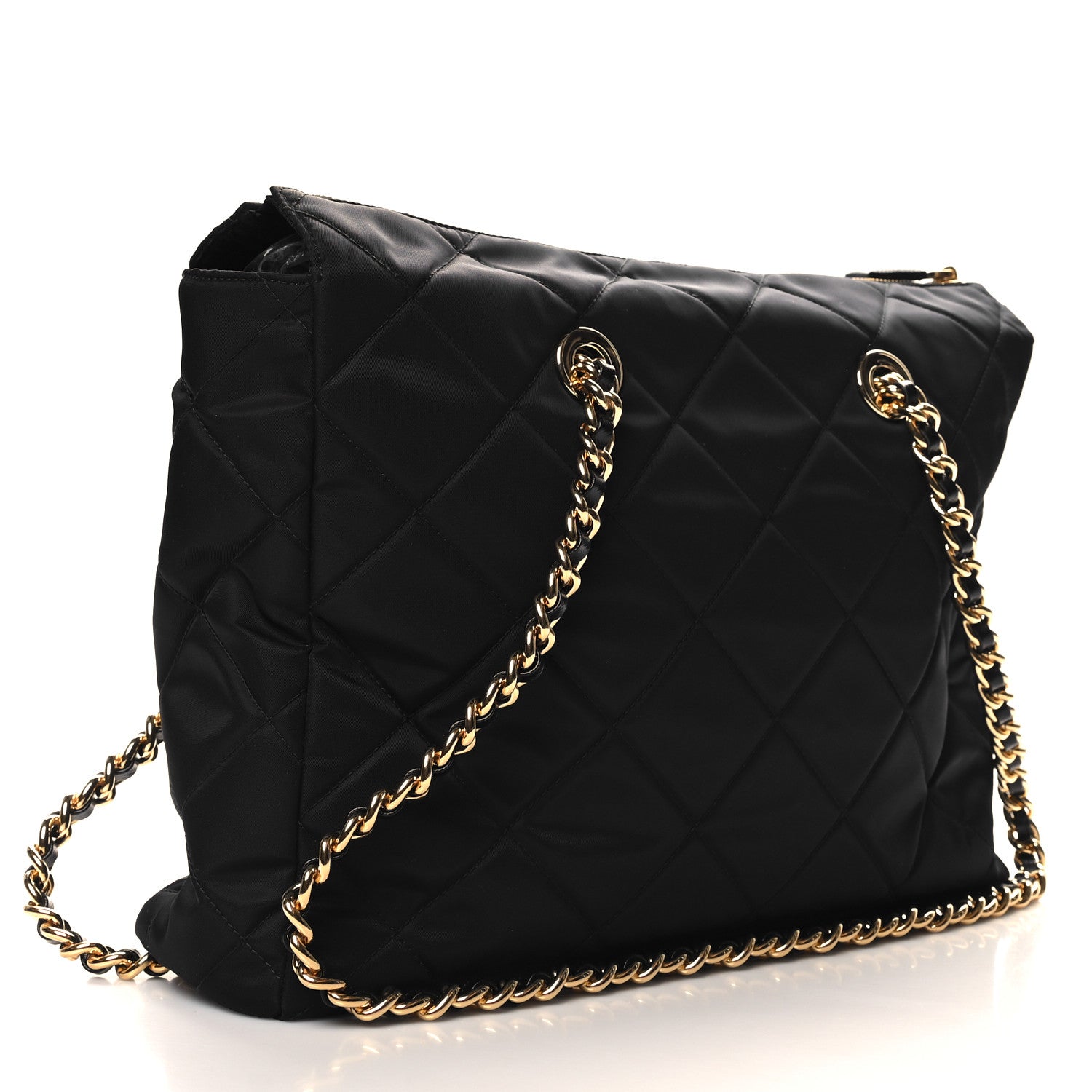 Prada Re-Nylon Impunturato Saffiano Triangle Stitched Re-Edition 1995 Chaine Large Shoulder Bag Black 3 of 9