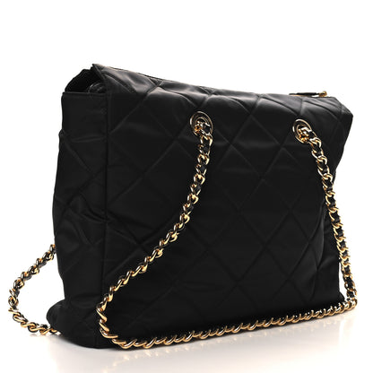 Prada Re-Nylon Impunturato Saffiano Triangle Stitched Re-Edition 1995 Chaine Large Shoulder Bag Black 3 of 9