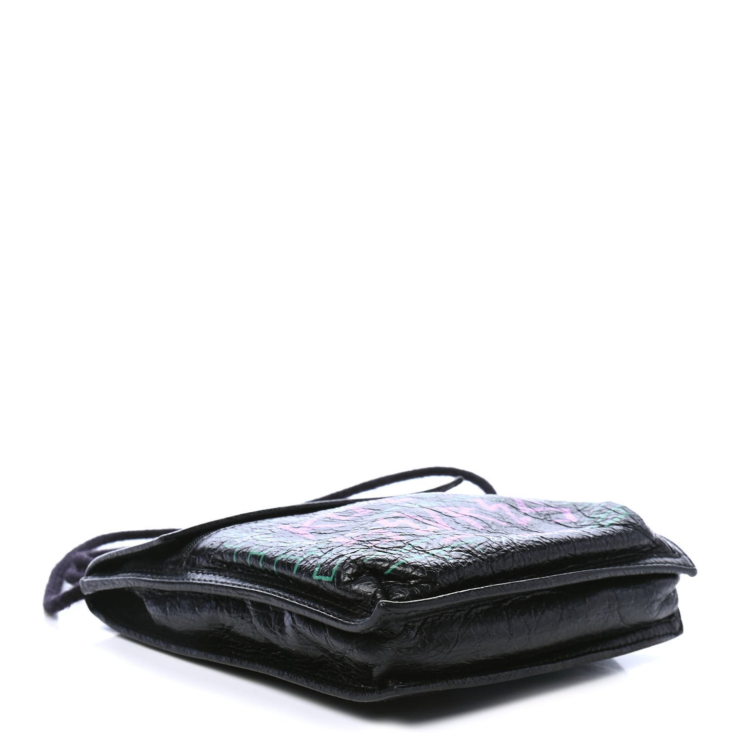 Agneau Arena Graffiti All Over Small Explorer Pouch with Strap Black Multicolor