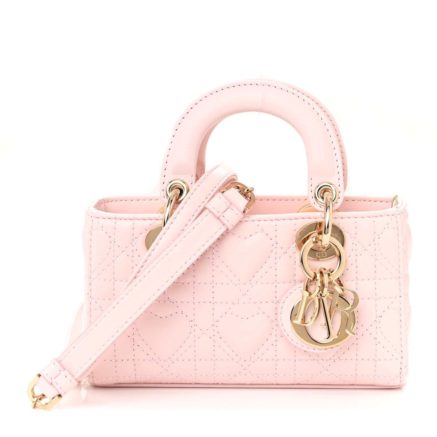 Christian Dior Lambskin Cannage Dioramour Micro Lady D-Joy Rose De Vents 1 of 11