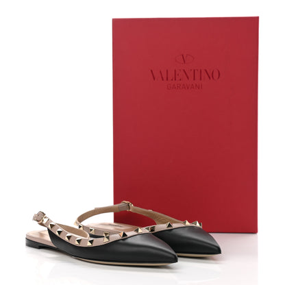 Valentino Garavani Nappa Rockstud Slingback Flats 37.5 Black Poudre 14 of 14