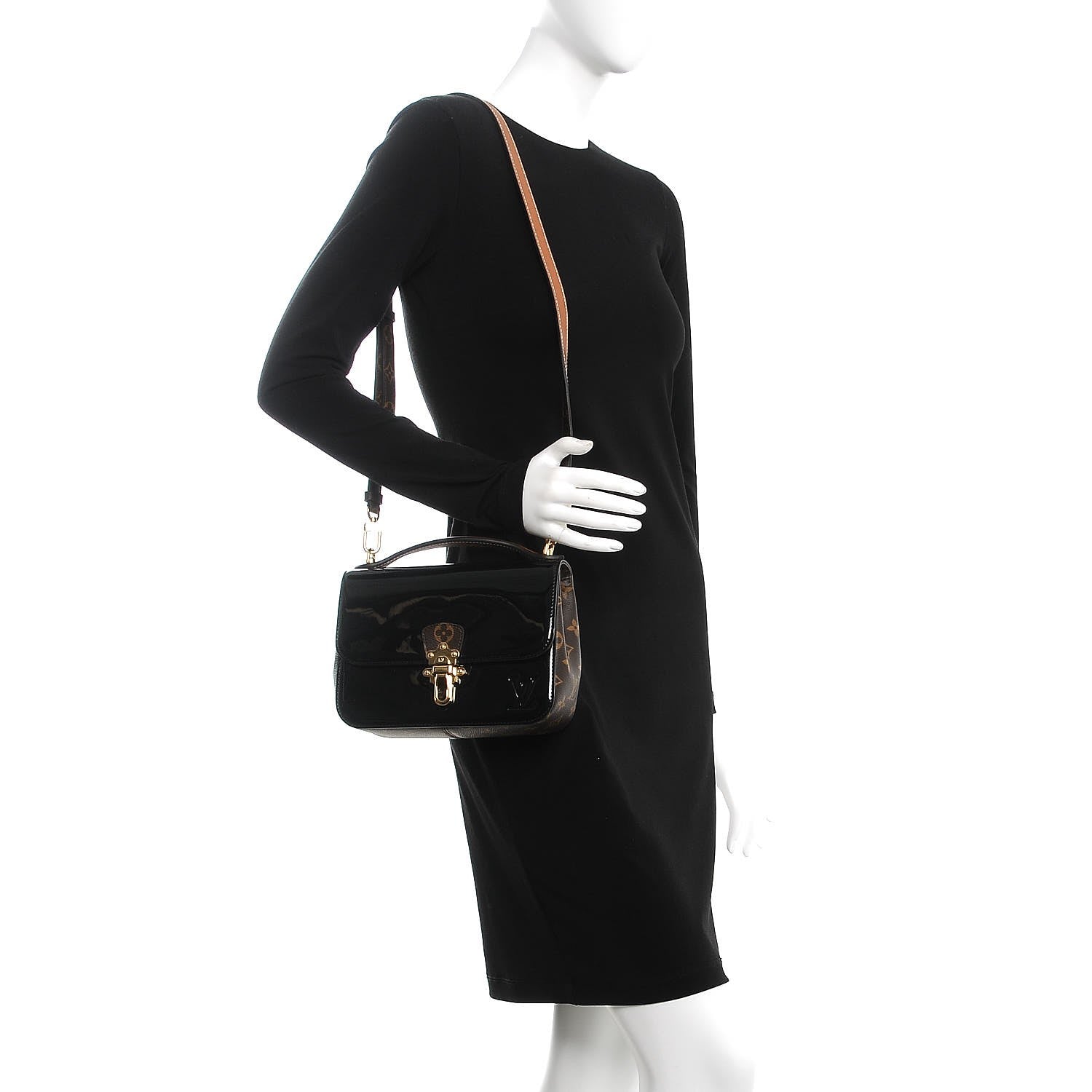 Louis Vuitton Patent Calfskin Monogram Cherrywood BB Black 2 of 7