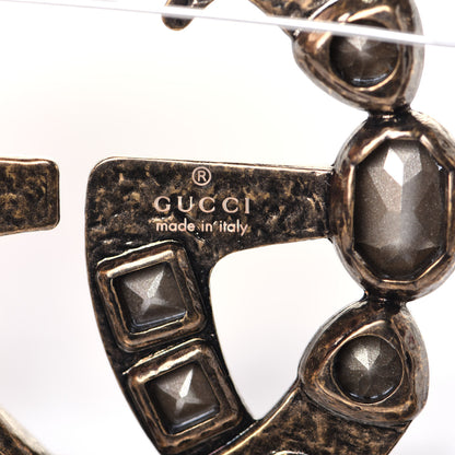 Gucci Metal Crystal Double G Brooch Aged Gold Multicolor 3 of 6